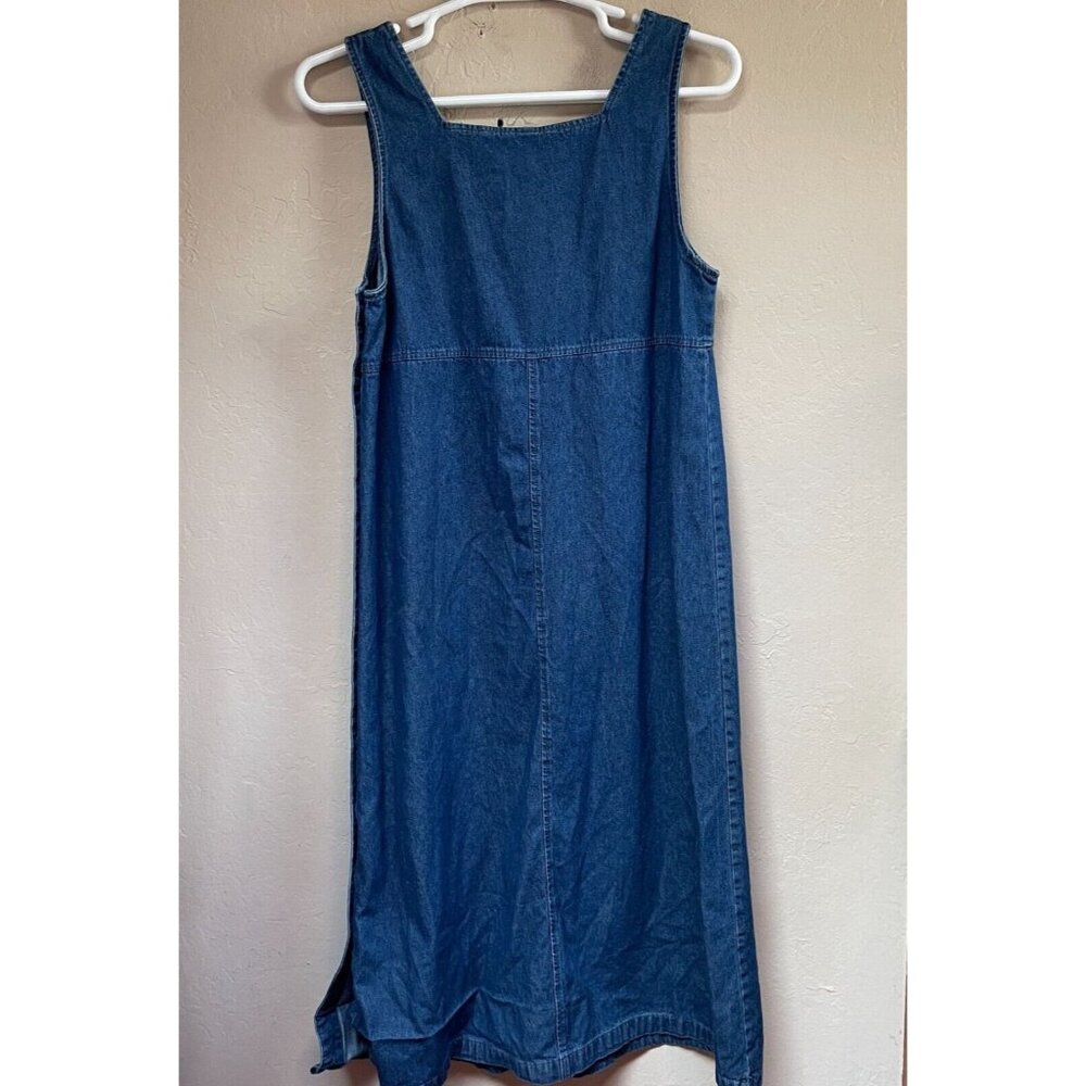 Blue J. Womens Sleeveless Denim Dress XL Button Side Cotton Fish Paint Blue